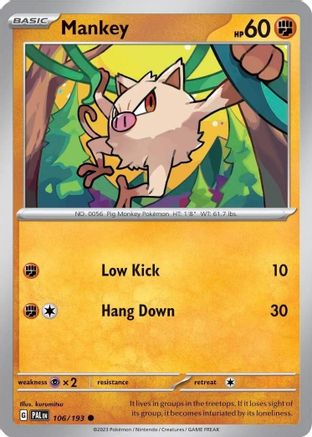 Image of Mankey 106/193  - Holofoil Miscellaneous Cards & Products - Common