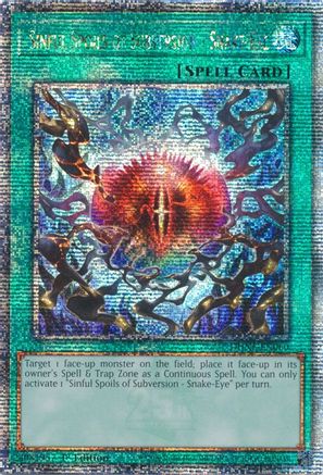 Image of Sinful Spoils of Subversion - Snake-Eye (Quarter Century Secret Rare) (DUNE-EN060) - Duelist Nexus 1st Edition