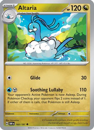Image of Altaria 160/197  - Reverse Holofoil SV03 Obsidian Flames - Uncommon
