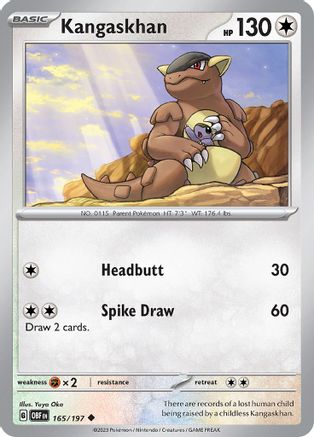 Image of Kangaskhan 165/197  - Reverse Holofoil SV03 Obsidian Flames - Uncommon