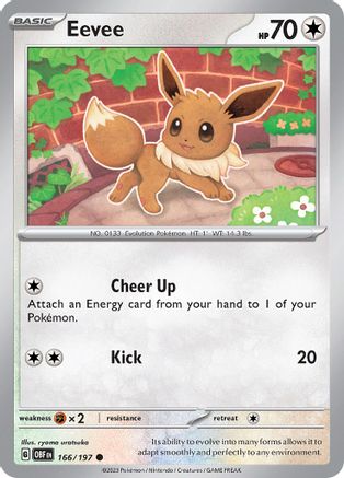 Image of Eevee 166/197  - Reverse Holofoil SV03 Obsidian Flames - Common