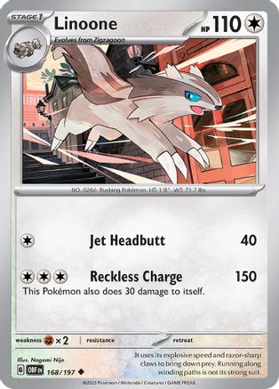 Image of Linoone 168/197  - Reverse Holofoil SV03 Obsidian Flames - Uncommon