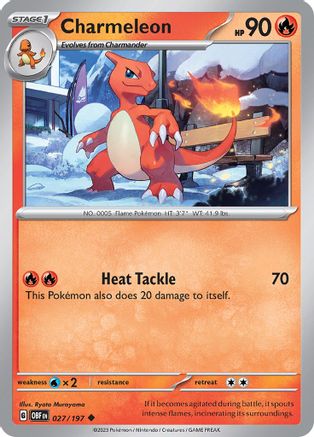 Image of Charmeleon 027/197  SV03 Obsidian Flames - Uncommon