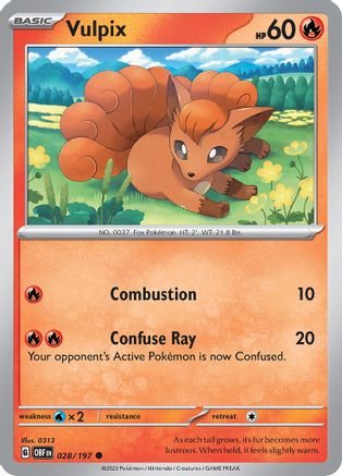 Image of Vulpix 028/197  - Reverse Holofoil SV03 Obsidian Flames - Common