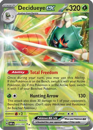 Image of Decidueye ex 015/197  - Holofoil SV03 Obsidian Flames - Double Rare