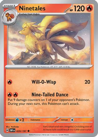 Image of Ninetales 029/197  - Reverse Holofoil SV03 Obsidian Flames - Uncommon
