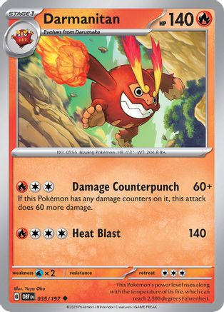 Image of Darmanitan 035/197  - Reverse Holofoil SV03 Obsidian Flames - Uncommon