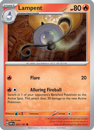 Image of Lampent 037/197  - Reverse Holofoil SV03 Obsidian Flames - Common
