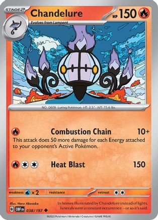 Image of Chandelure 038/197  SV03 Obsidian Flames - Uncommon