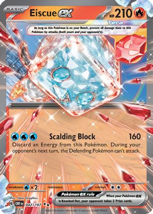 Image of Eiscue ex 042/197  - Holofoil SV03 Obsidian Flames - Double Rare