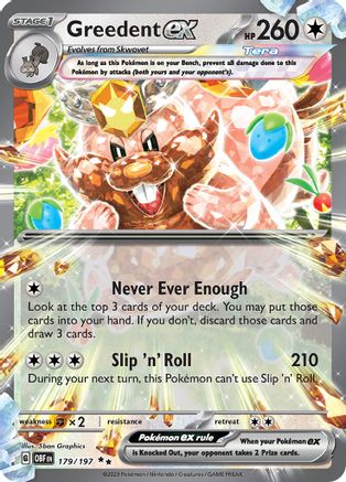 Image of Greedent ex 179/197  - Holofoil SV03 Obsidian Flames - Double Rare