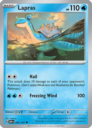 Image of Lapras 045/197  - Reverse Holofoil SV03 Obsidian Flames - Uncommon