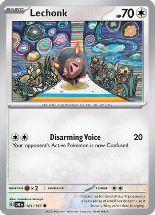 Image of Lechonk 181/197  - Reverse Holofoil SV03 Obsidian Flames - Common