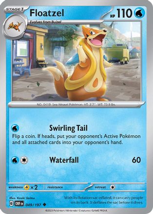Image of Floatzel 049/197  - Reverse Holofoil SV03 Obsidian Flames - Uncommon
