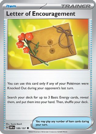 Image of Letter of Encouragement 189/197  - Reverse Holofoil SV03 Obsidian Flames - Uncommon