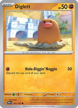 Image of Diglett 103/197  - Reverse Holofoil SV03 Obsidian Flames - Common