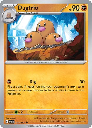 Image of Dugtrio 104/197  SV03 Obsidian Flames - Uncommon