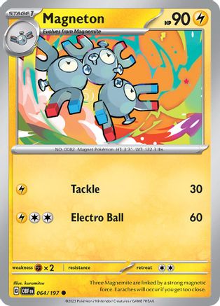 Image of Magneton 064/197  - Reverse Holofoil SV03 Obsidian Flames - Common