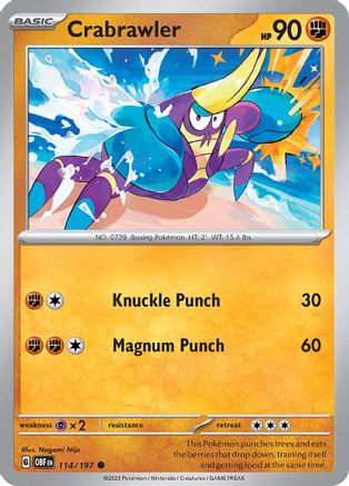 Image of Crabrawler 114/197  SV03 Obsidian Flames - Common