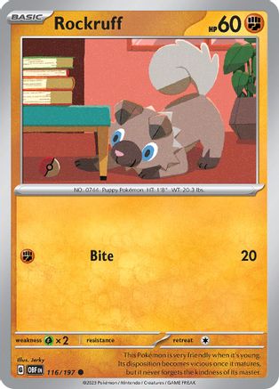 Image of Rockruff 116/197  SV03 Obsidian Flames - Common
