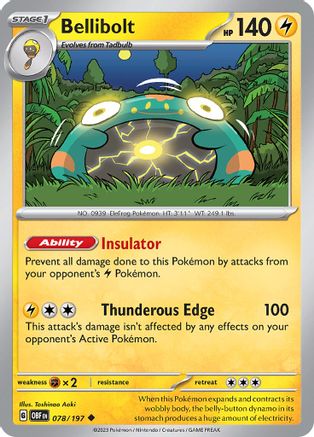 Image of Bellibolt 078/197  - Reverse Holofoil SV03 Obsidian Flames - Uncommon