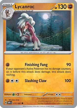 Image of Lycanroc 117/197  SV03 Obsidian Flames - Uncommon