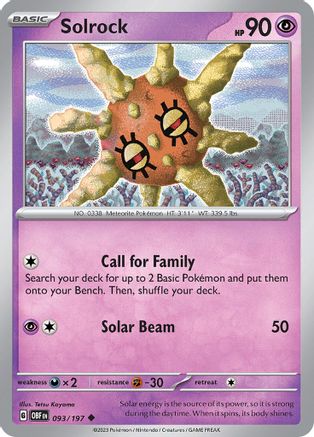 Image of Solrock 093/197  SV03 Obsidian Flames - Uncommon