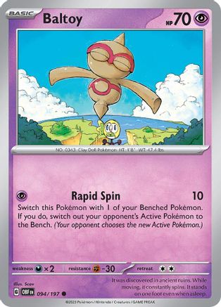 Image of Baltoy 094/197  - Reverse Holofoil SV03 Obsidian Flames - Common