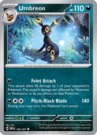 Image of Umbreon 130/197  SV03 Obsidian Flames - Uncommon