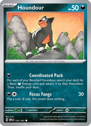 Image of Houndour 131/197  - Reverse Holofoil SV03 Obsidian Flames - Common