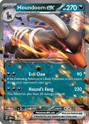 Image of Houndoom ex 134/197  - Holofoil SV03 Obsidian Flames - Double Rare
