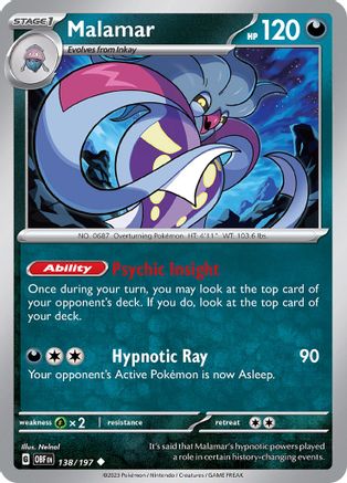 Image of Malamar 138/197  - Reverse Holofoil SV03 Obsidian Flames - Uncommon
