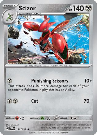 Image of Scizor 141/197  - Reverse Holofoil SV03 Obsidian Flames - Rare