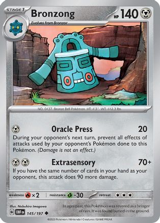 Image of Bronzong 145/197  - Reverse Holofoil SV03 Obsidian Flames - Uncommon