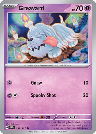 Image of Greavard 099/197  - Reverse Holofoil SV03 Obsidian Flames - Common