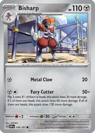 Image of Bisharp 149/197  - Reverse Holofoil SV03 Obsidian Flames - Common