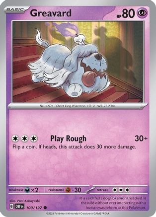 Image of Greavard 100/197  - Reverse Holofoil SV03 Obsidian Flames - Common
