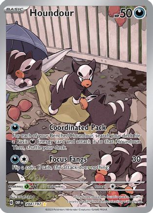 Image of Houndour 204/197  - Holofoil SV03 Obsidian Flames - Illustration Rare
