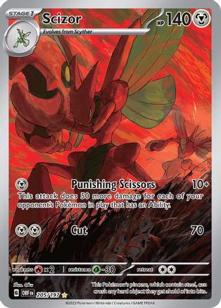 Image of Scizor 205/197  - Holofoil SV03 Obsidian Flames - Illustration Rare