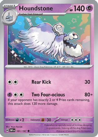 Image of Houndstone 101/197  - Reverse Holofoil SV03 Obsidian Flames - Uncommon