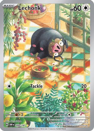 Image of Lechonk 209/197  - Holofoil SV03 Obsidian Flames - Illustration Rare