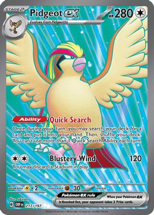 Image of Pidgeot ex 217/197  - Holofoil SV03 Obsidian Flames - Ultra Rare