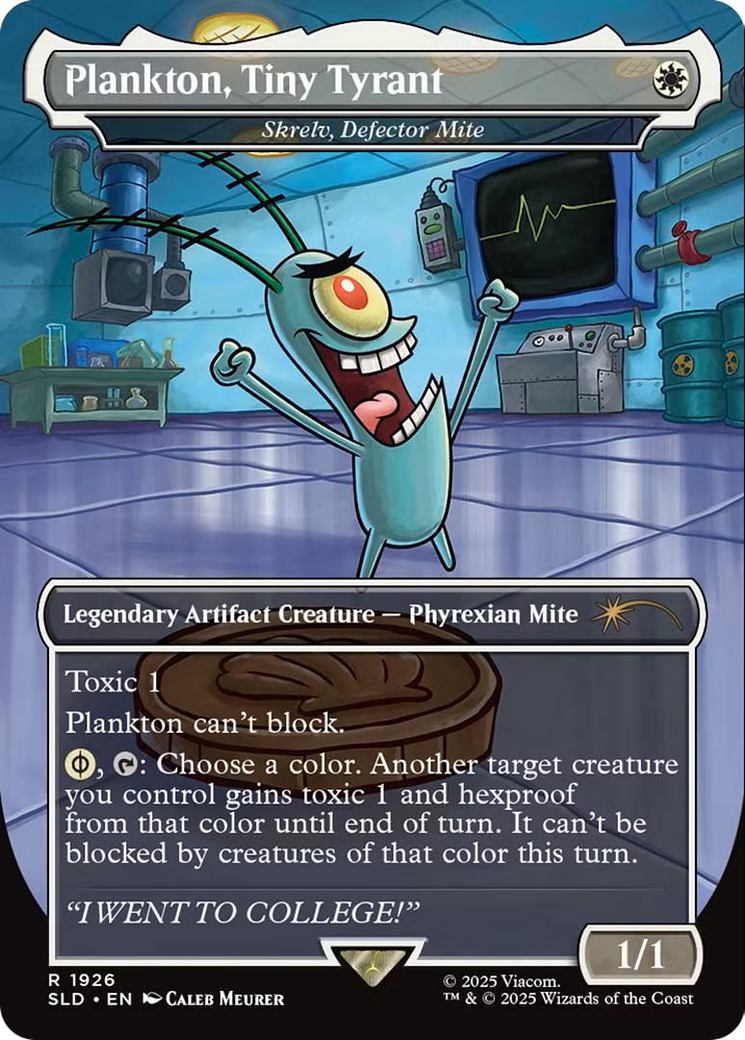 Image of Skrelv, Defector Mite (SLD-1926) - Secret Lair Drop / Plankton, Tiny Tyrant (Borderless) Foil