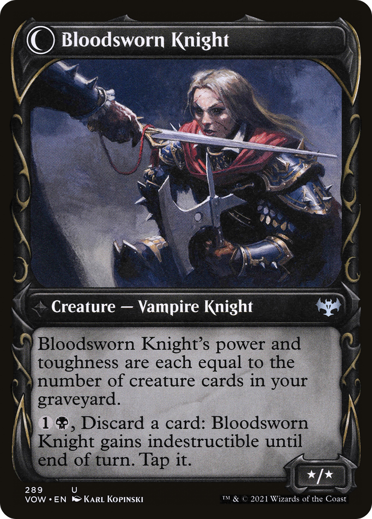 Image of Bloodsworn Squire (Showcase) (VOW-289) - Innistrad: Crimson Vow: (Showcase, Double Faced Transform)