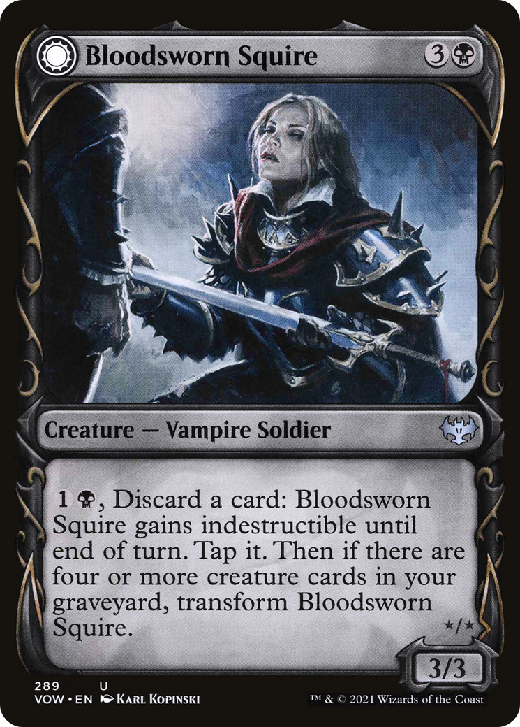 Image of Bloodsworn Squire (Showcase) (VOW-289) - Innistrad: Crimson Vow: (Showcase, Double Faced Transform)