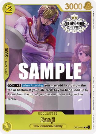 Image of Sanji (Store Championship Participation Pack Vol. 2) (OP03-102) - One Piece Promotion Cards Foil