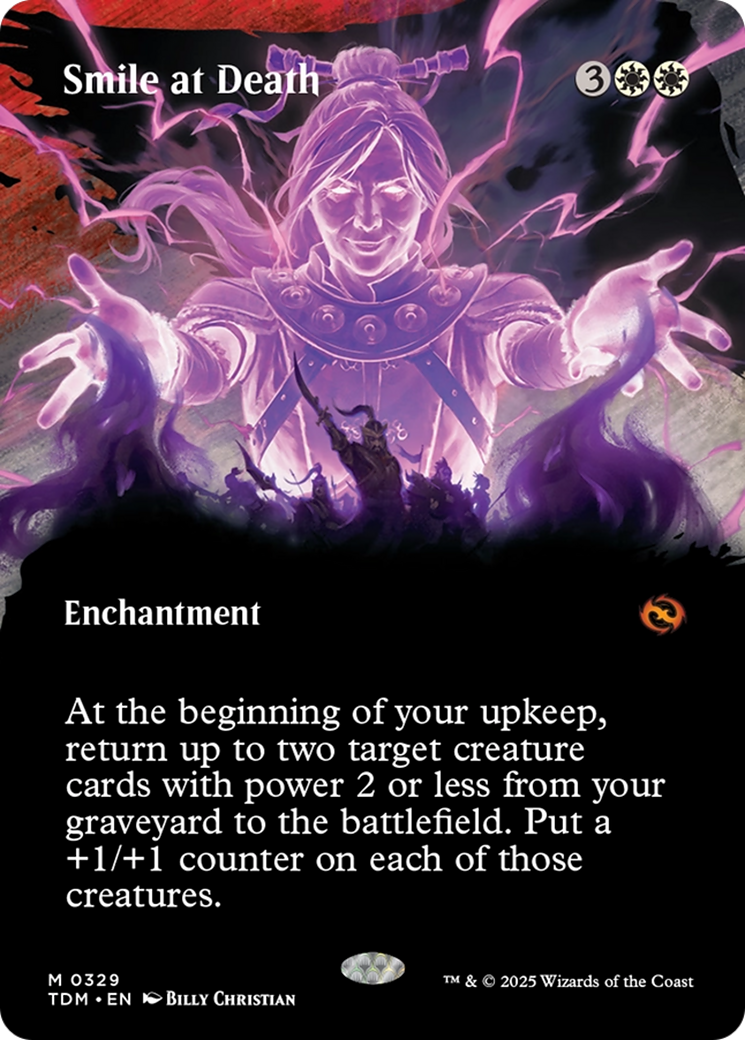 Image of Smile at Death (Borderless) (TDM-329) - Tarkir: Dragonstorm: (Showcase, enchantment) (Borderless)