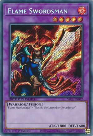 Image of Flame Swordsman (Secret Rare) (SBC1-ENB22) - Speed Duel: Streets of Battle City 1st Edition