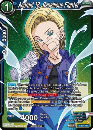Image of Android 18, Rebellious Fighter (Zenkai Series Tournament Pack Vol.5) (P-524) - Tournament Promotion Cards