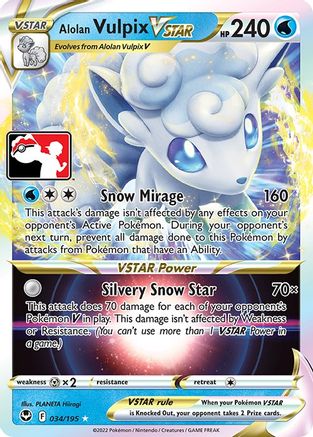 Image of Alolan Vulpix VSTAR 034  - Holofoil Prize Pack Series Cards - Ultra Rare